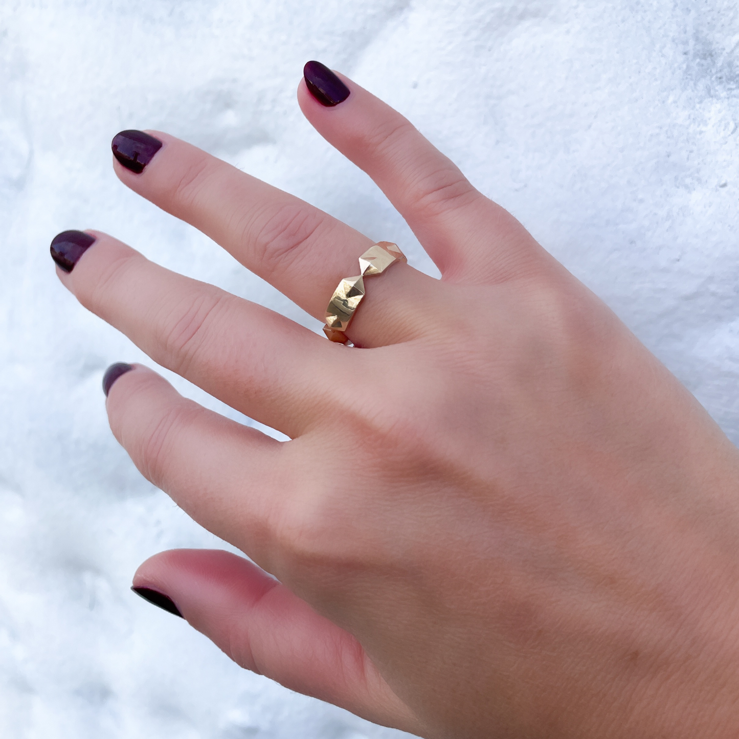 OctaHedron Jewelry Approximately 5mm Yellow Gold Wide Band Ring Unisex Wedding Band or Fashion Ring