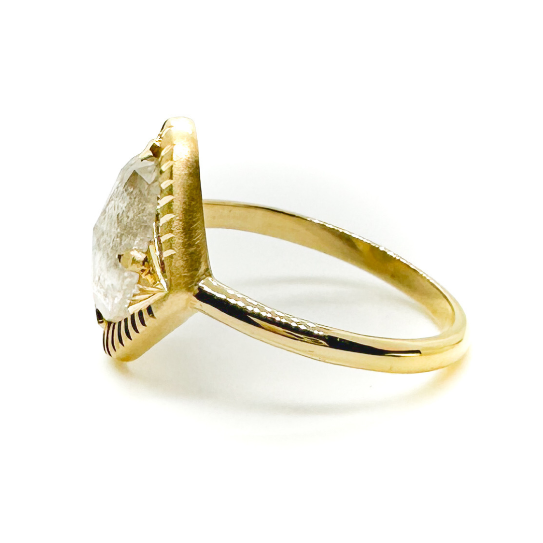 Elsie OOAK Salt & Pepper Diamond 18k Gold Ring