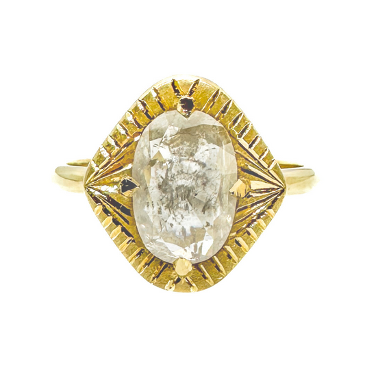 Elsie OOAK Salt & Pepper Diamond 18k Gold Ring