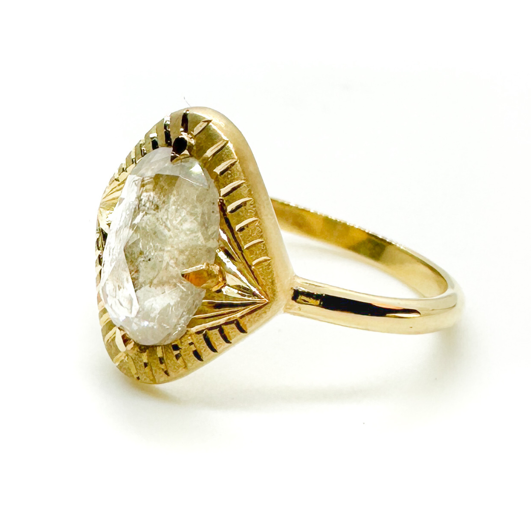 Elsie OOAK Salt & Pepper Diamond 18k Gold Ring