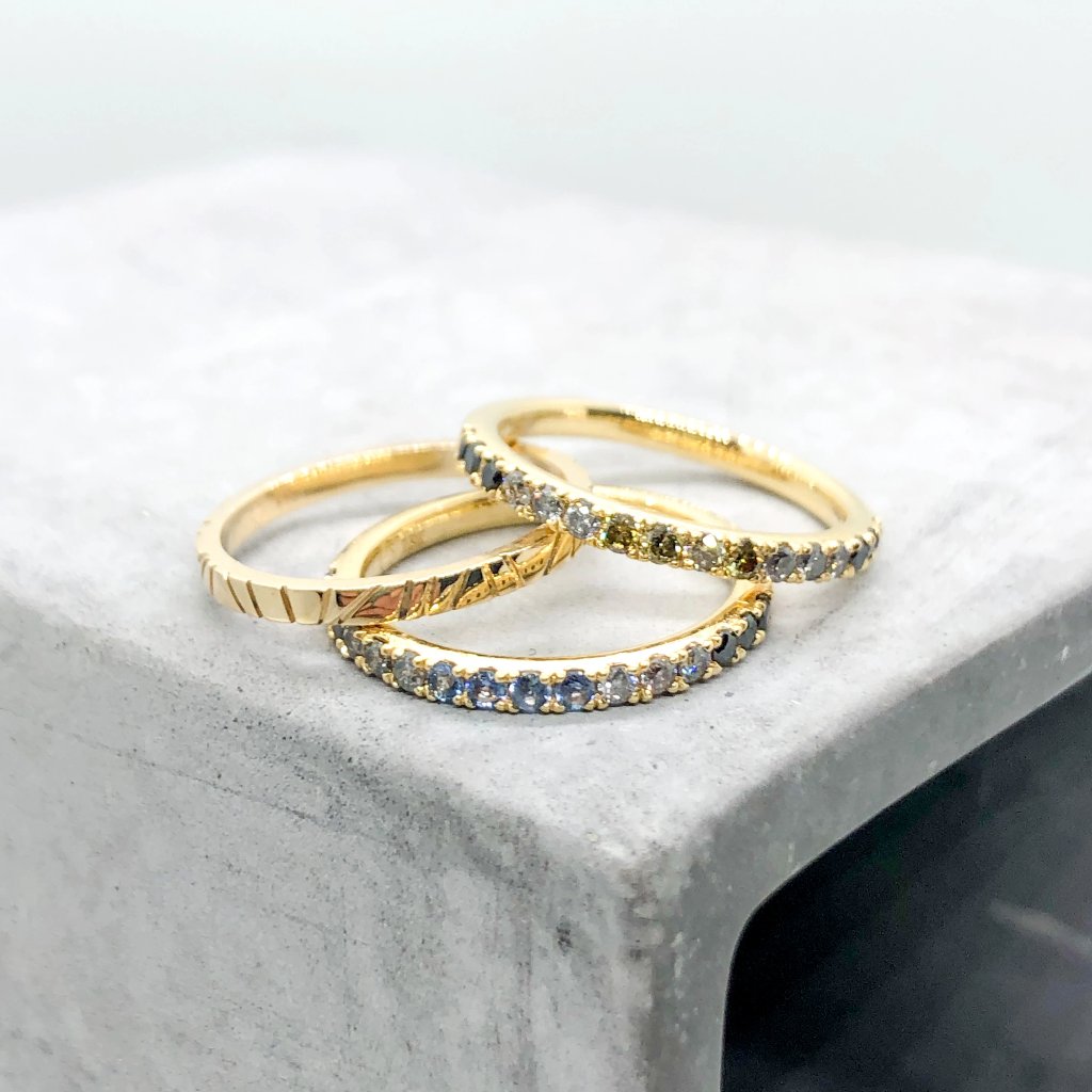 Moraga 14k Gold Hand-Detailed Stacking Ring