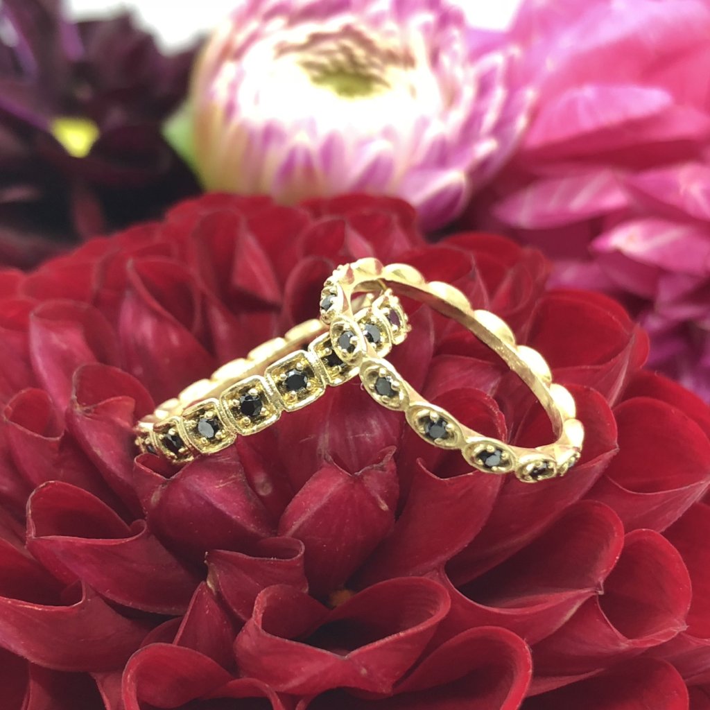 Shrader 18k Black Diamond Eternity Band
