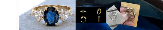 Oval Sapphire Kite Diamond Engagement Ring