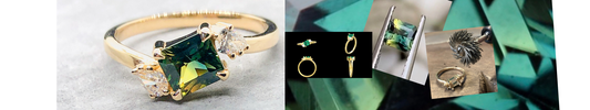 Green Parti Sapphire Engagement Ring