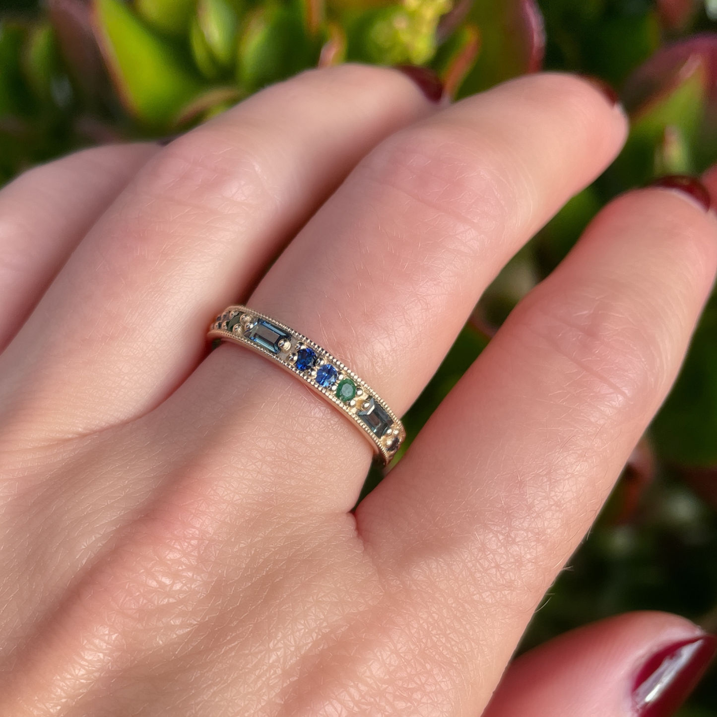 Presidio Sapphire & Emerald 14k Yellow Gold Eternity Band