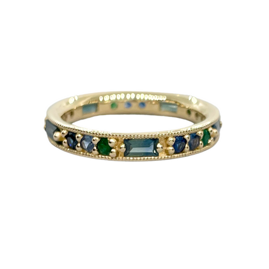 OctaHedron Jewelry Presidio San Francisco Made Sapphire & Emerald Eternity Band Ring
