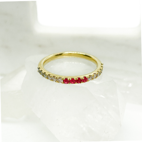 Saturn Pink Spinel & Diamond 18k Gold Band Ring