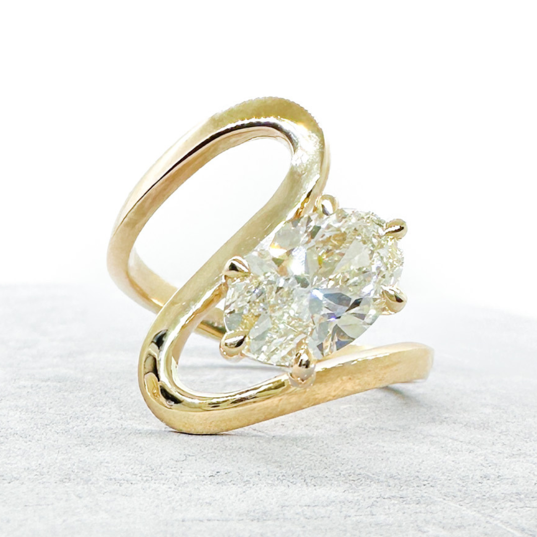 2ct Oval Diamond Engagement Ring - Lab Diamond 14k Yellow Gold