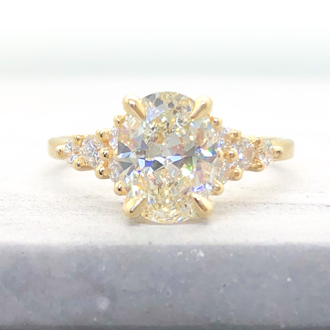 Custom Oval Diamond Yellow Gold Engagement Ring