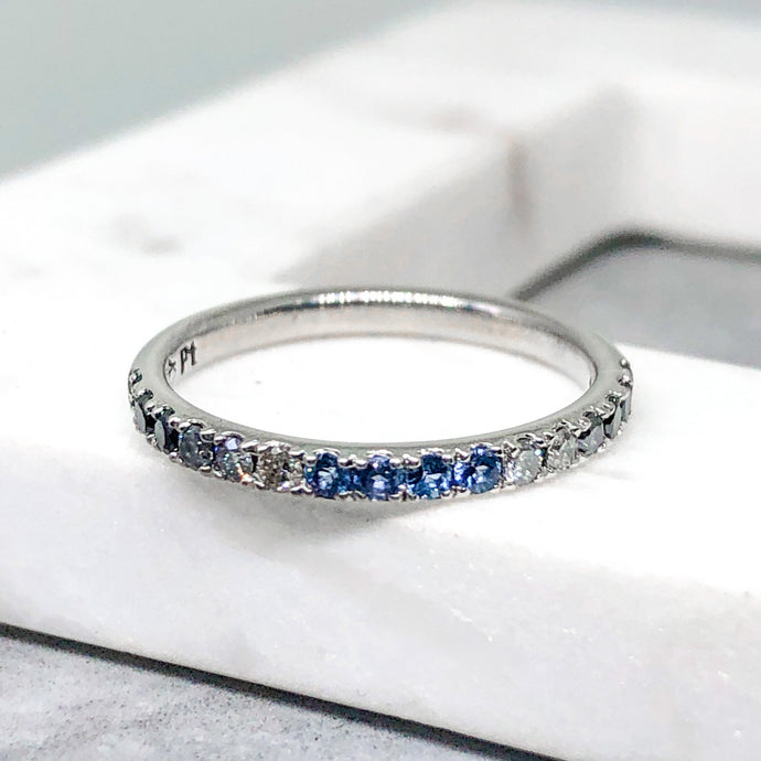 Platinum Montana Sapphire Ombre Band