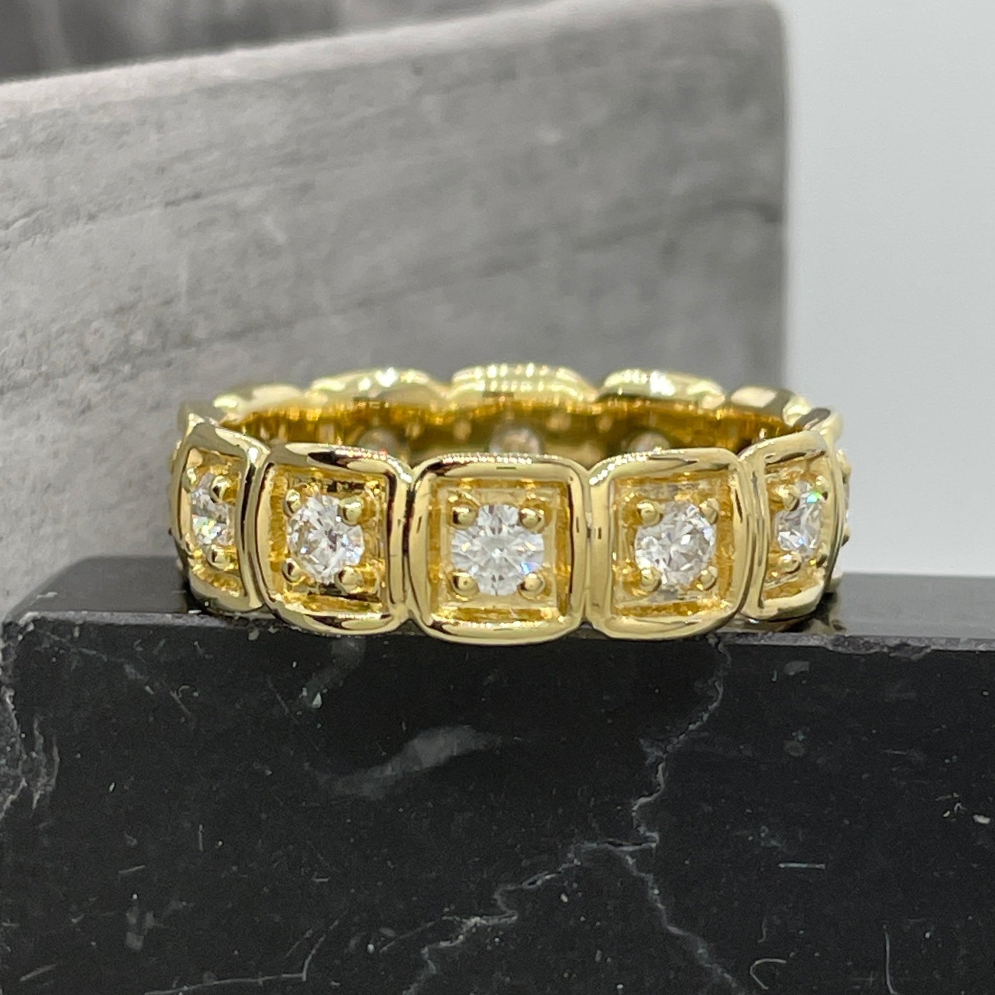 OctaHedron Jewelry Fillmore Natural Diamond 5.75mm Eternity Band Yellow Gold 