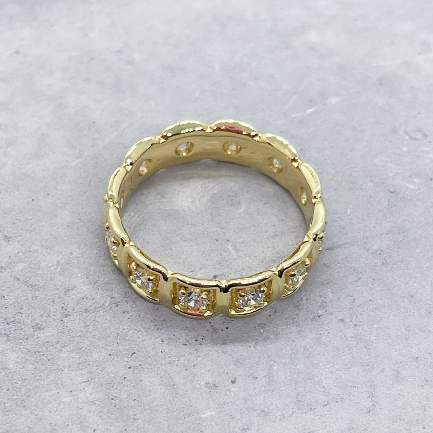 Top View 18k Yellow Gold Eternity Band Square Setting