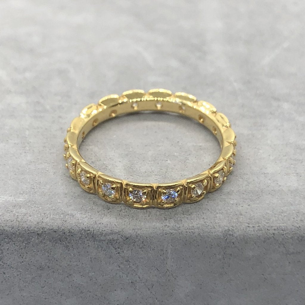 Avila Textured 18k Gold Diamond Eternity Band