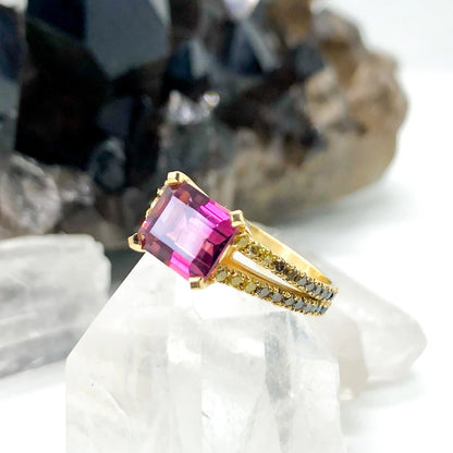 Rubellite Tourmaline 18k Ombre Diamond Ring