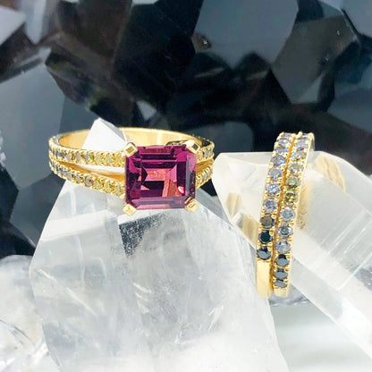 Rubellite Tourmaline 18k Ombre Diamond Ring