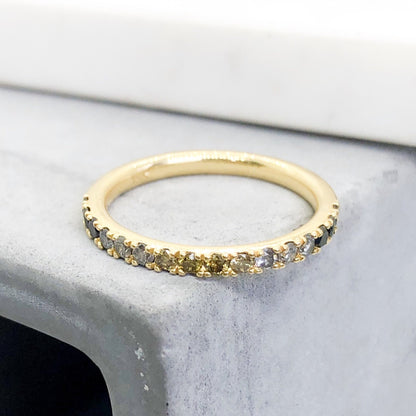 Precita Natural Olive Diamond Ombre 18k Yellow Gold Ring