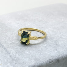 1.70ct Radiant Cut Parti Sapphire 18k Yellow Gold Ring